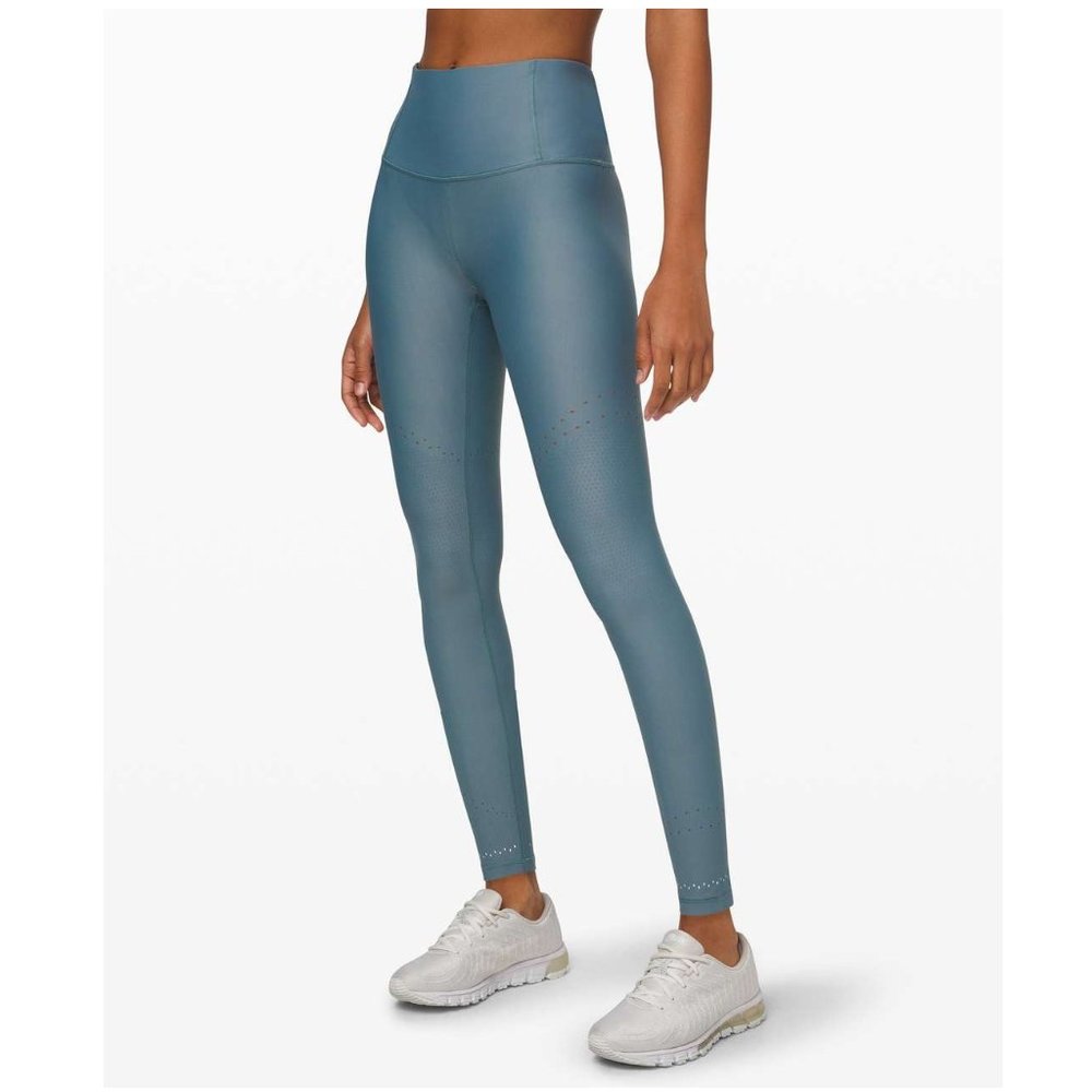 Lululemon Zoned In Tight 27" / Size 8 / Blue Charcoal SenseKnit High Rise Run